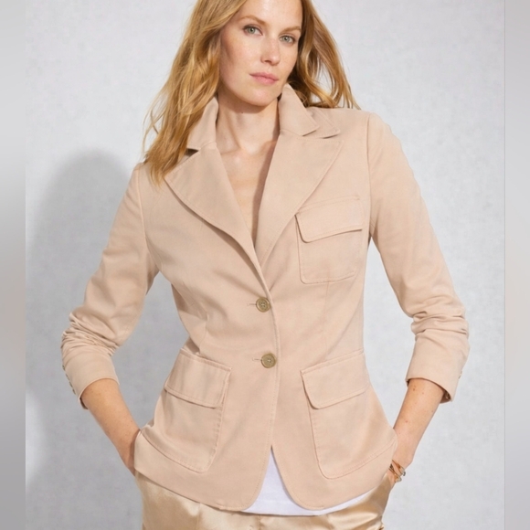 Patrizia Pepe Stretch Cotton Blazer Neutral Chic IT44 US8
